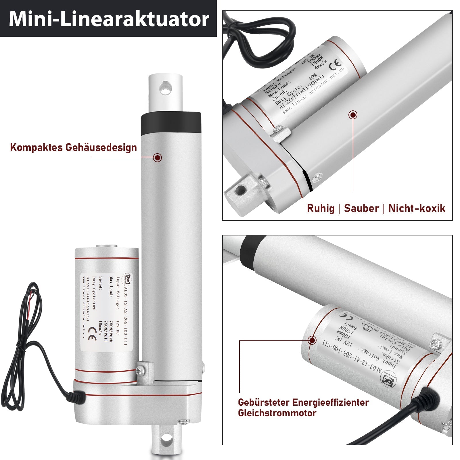 Cosmo Go 1500N Linear Actuator Linearmotor Elektrozylinder 50-400mm