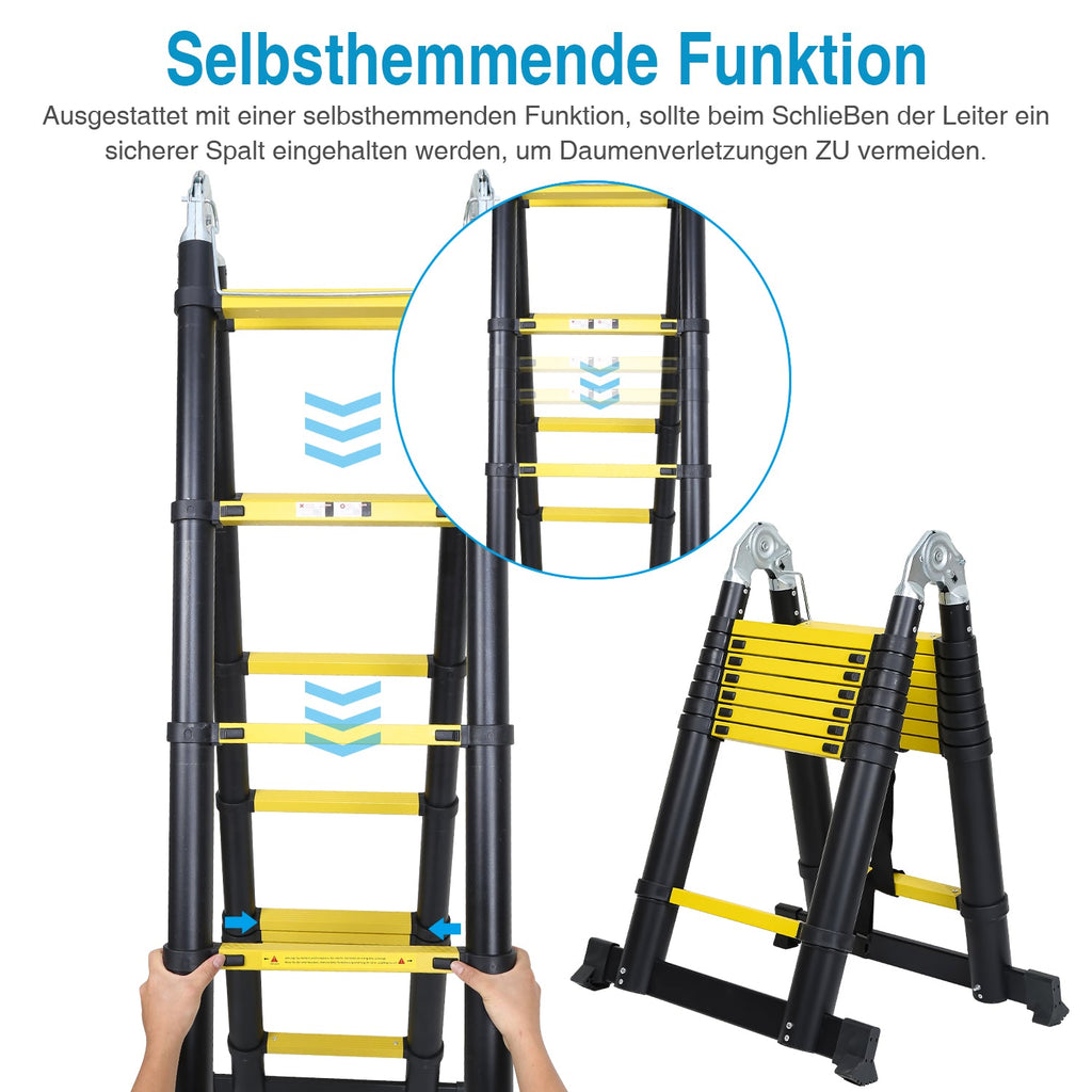 Cosmo Go Teleskopleiter Tragbar Alu Max Belastung 150 kg 3.8M (1.9+1.9M)