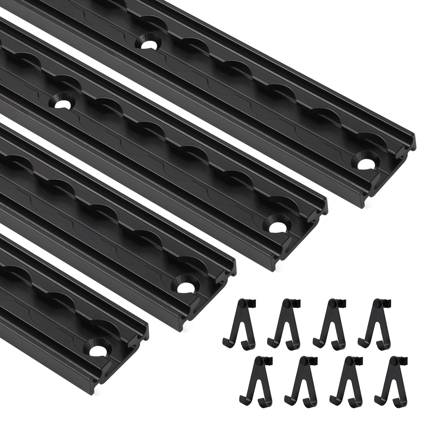 Cosmo Go Airlineschiene 4x 1m Aluminium mit 8 Doppelhaken Schwarz