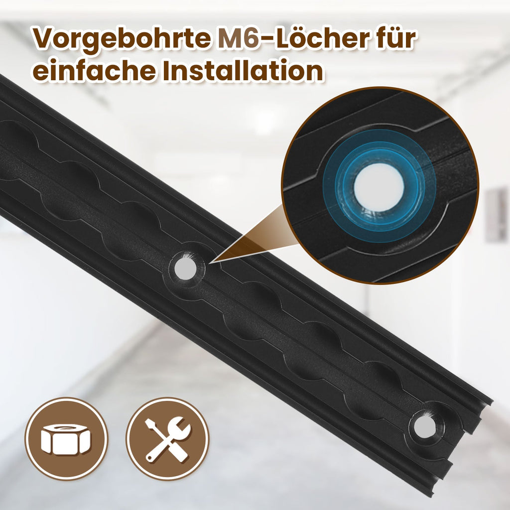 Cosmo Go Airlineschiene 4x 1m Aluminium mit 8 Doppelhaken Schwarz