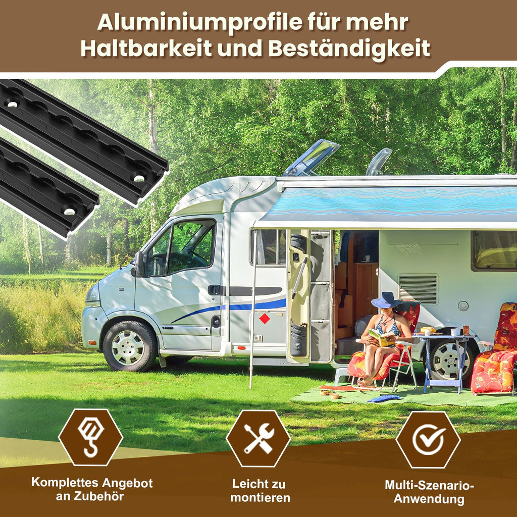 Cosmo Go Airlineschiene 4x 1m Aluminium mit 8 Doppelhaken Schwarz