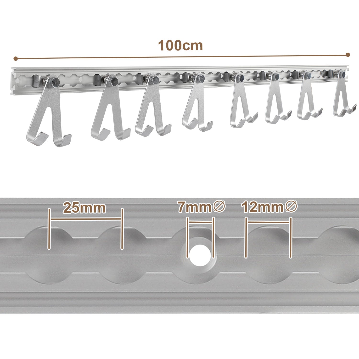 Cosmo Go Airlineschiene 4x 1m Aluminium mit 8 Doppelhaken