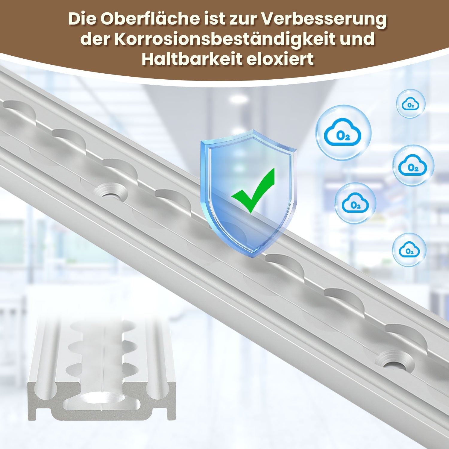 Cosmo Go Airlineschiene 4x 1m Aluminium mit 8 Doppelhaken