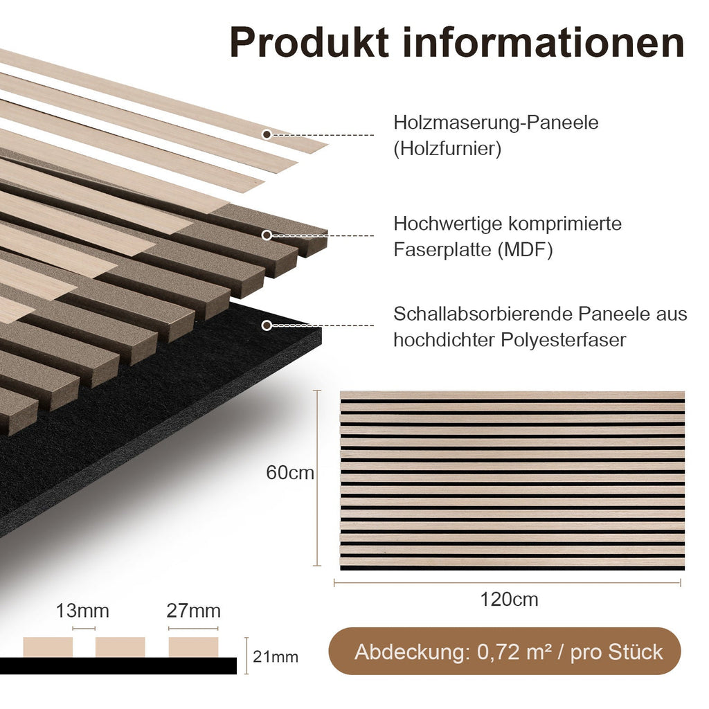 Cosmo Go Akustikpaneele Holz Selbstklebend 120x60cm