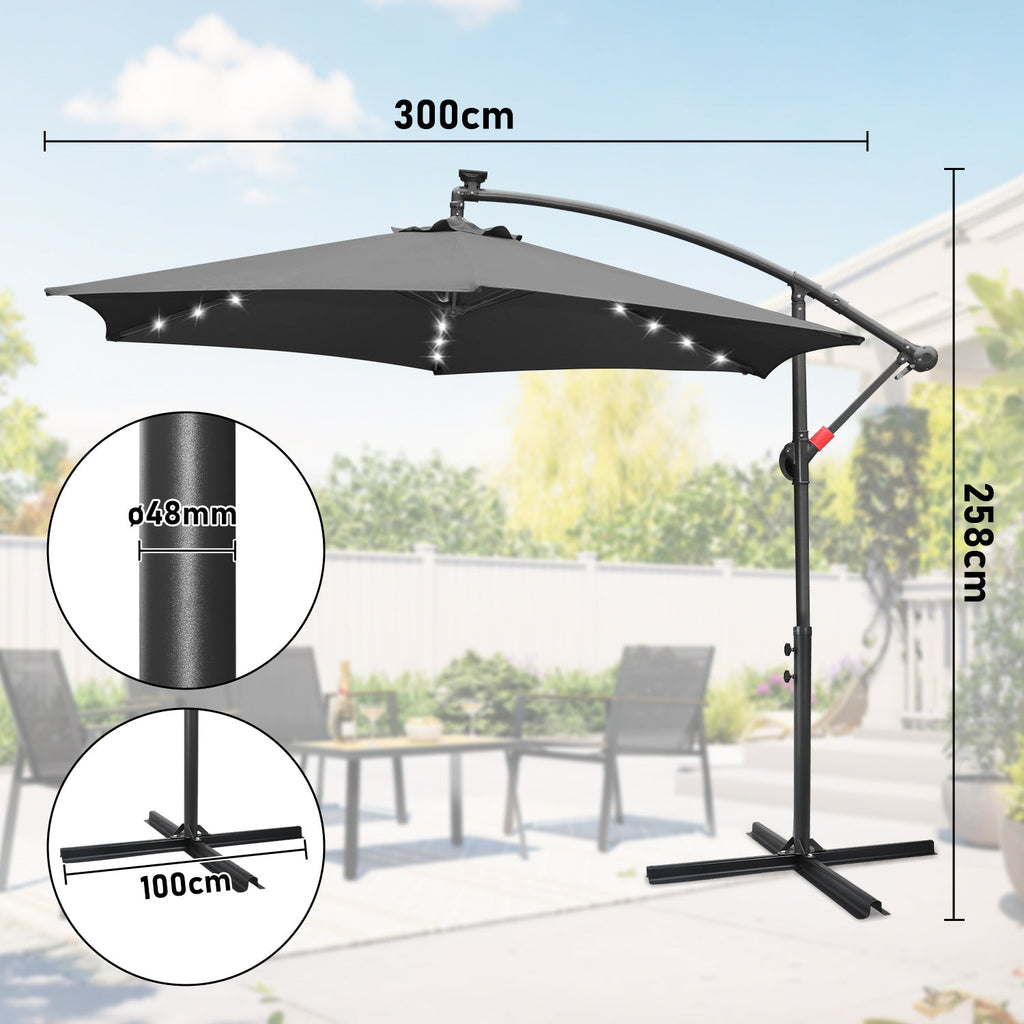 Cosmo Go Ampelschirm 3m/3.5m mit Solar LED