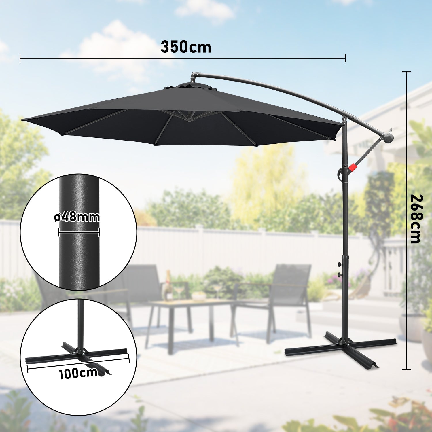 Cosmo Go Ampelschirm Ø3.5m Ø3m Garten