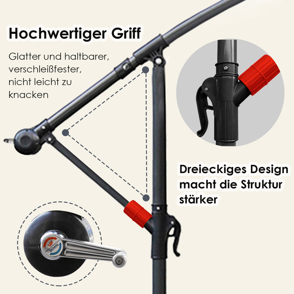 Cosmo Go Ampelschirm Ø3.5m Ø3m Garten