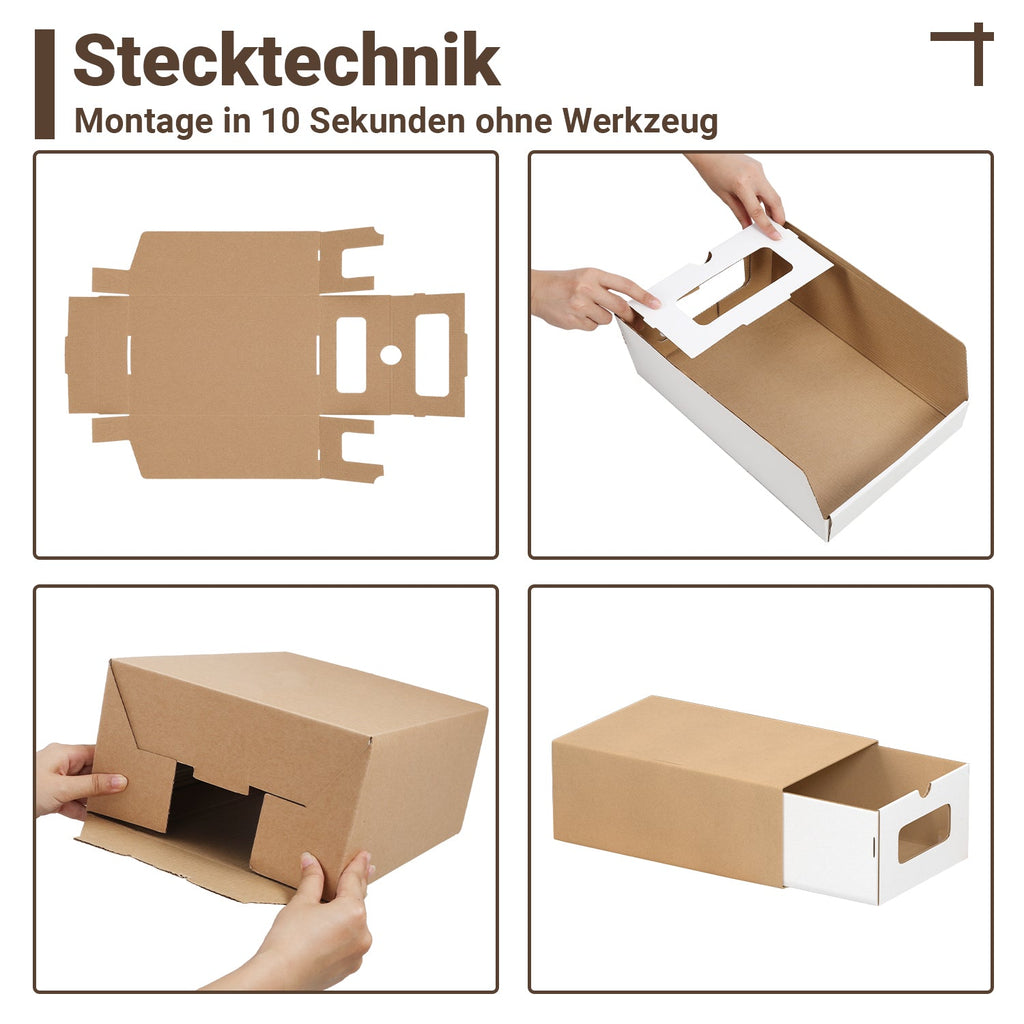 Cosmo Go Aufbewahrungsboxen Pappe mit Sichtfenster & Schublade 10er Set