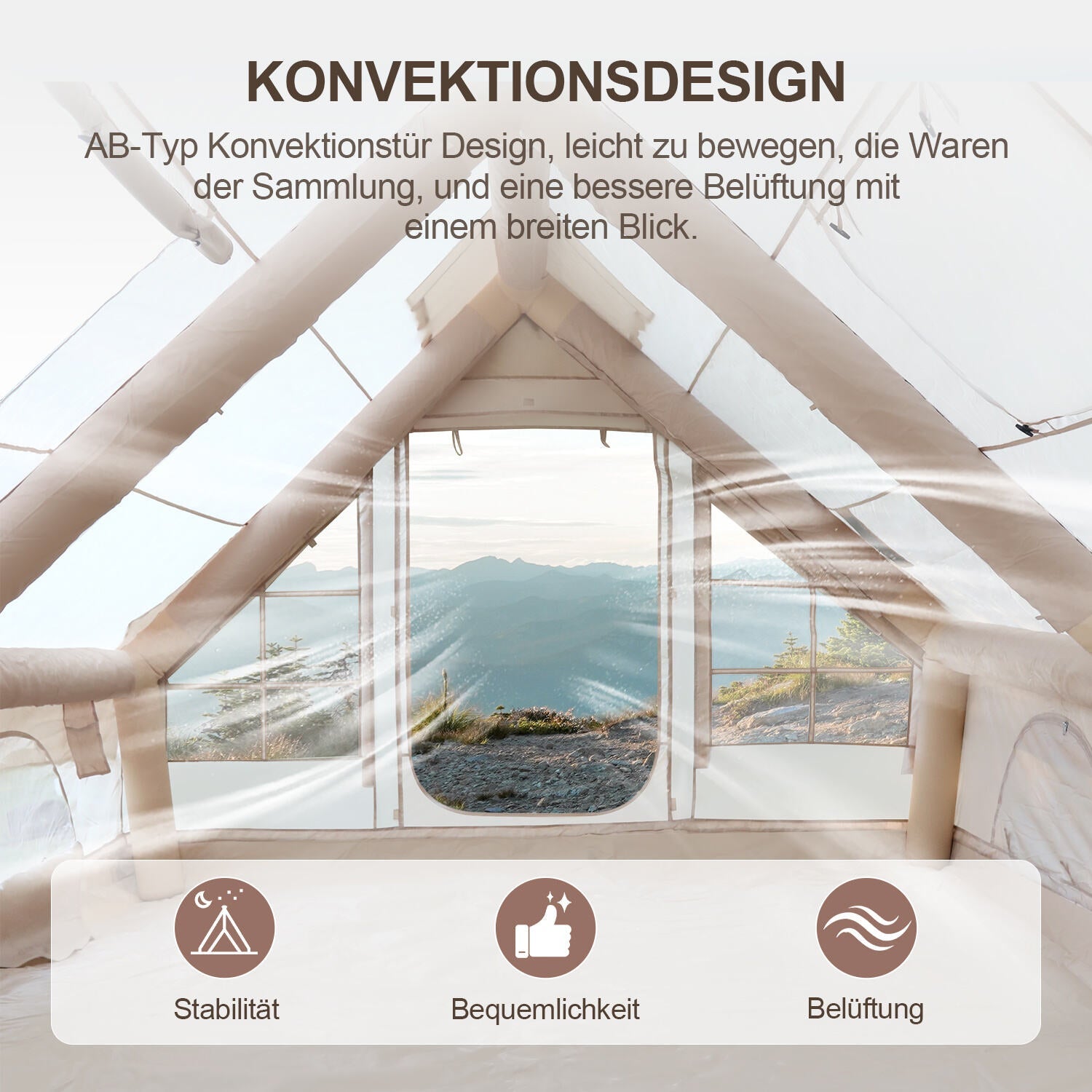 Cosmo Go Aufblasbares Campingzelt mit Dachfenster 12㎡