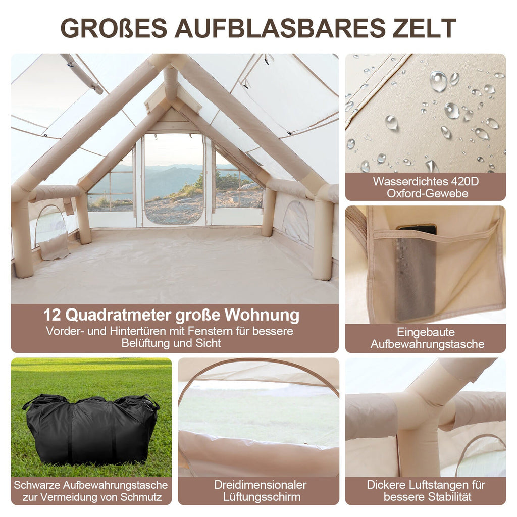 Cosmo Go Aufblasbares Campingzelt mit Dachfenster 12㎡