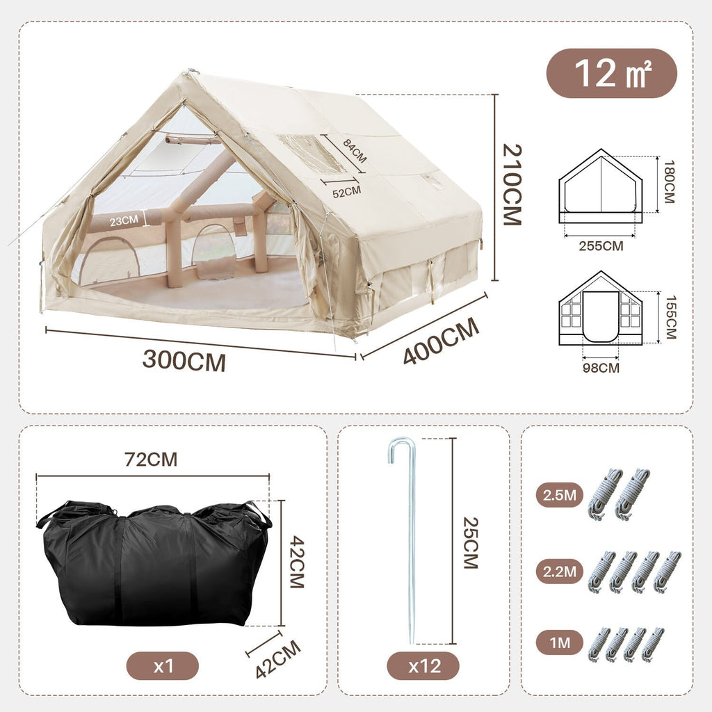 Cosmo Go Aufblasbares Campingzelt mit Dachfenster 12㎡
