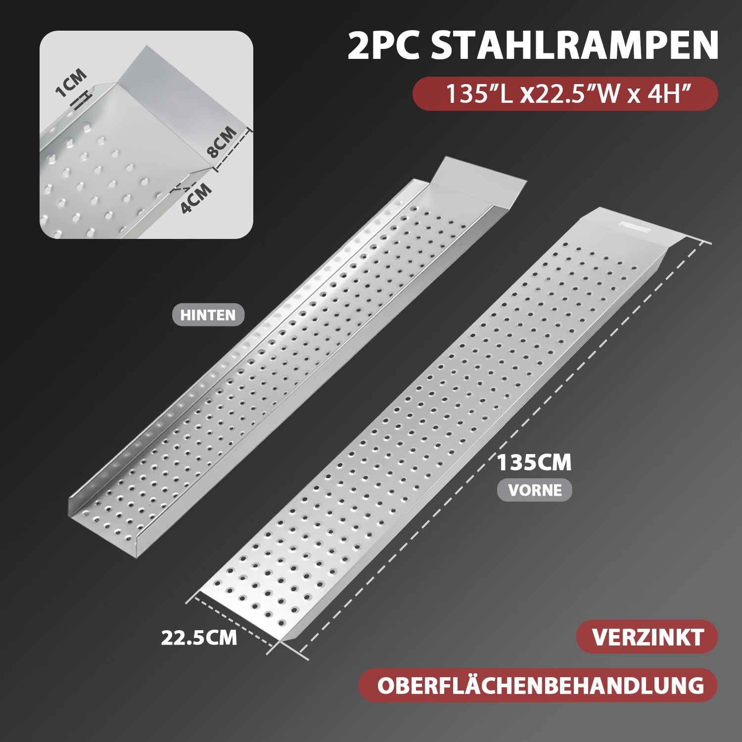Cosmo Go 2X Auffahrrampe Verladerampe verzinkter Stahl 135cm