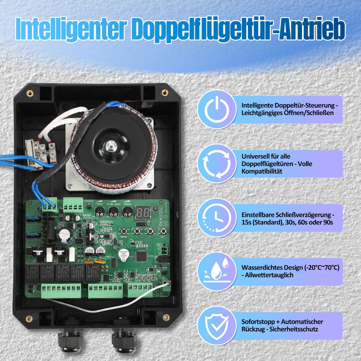 Cosmo Go Automatischer Flügeltorantrieb Doppelflügeltorantrieb 600kg