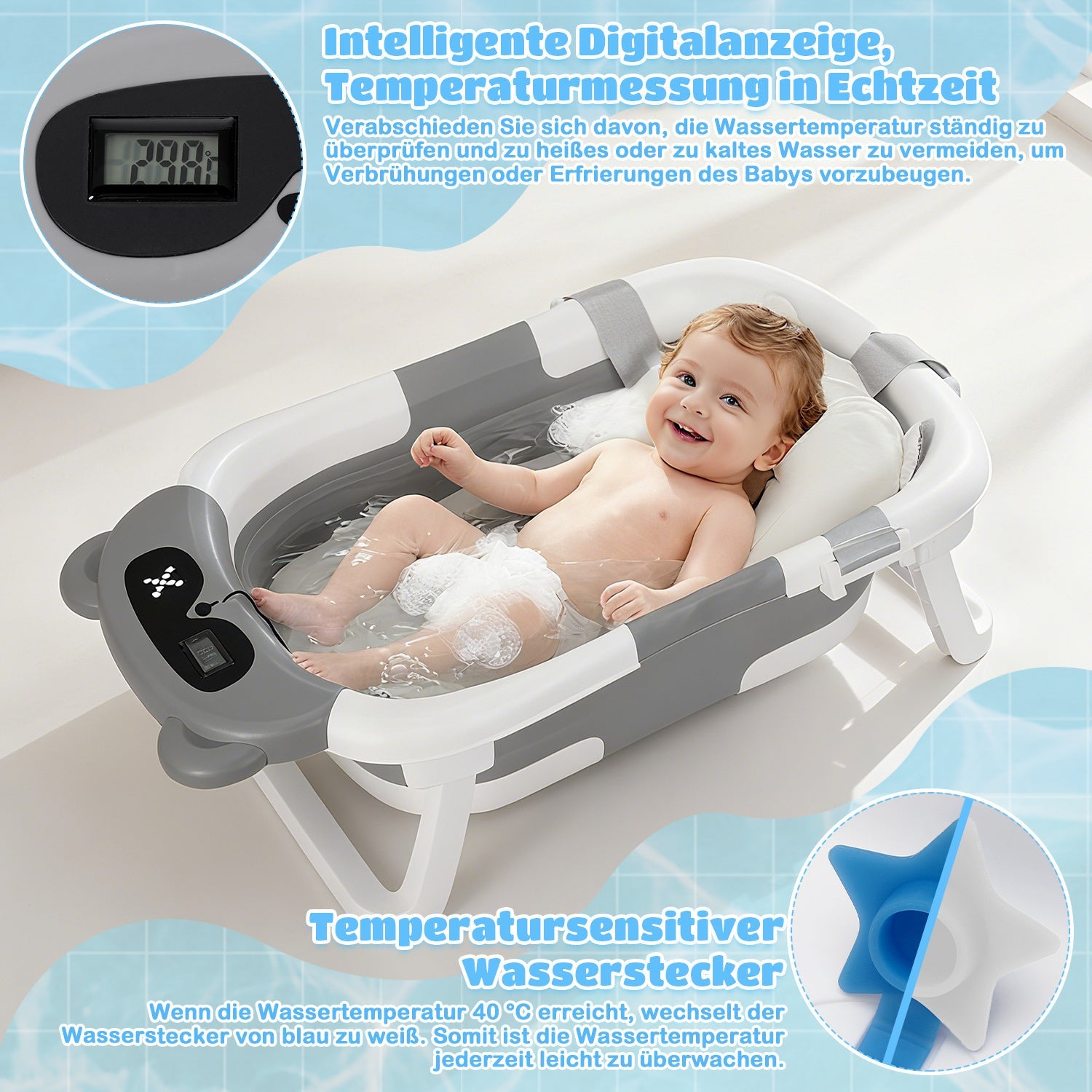 Cosmo Go Baby Badewanne Faltbare mit Badematte