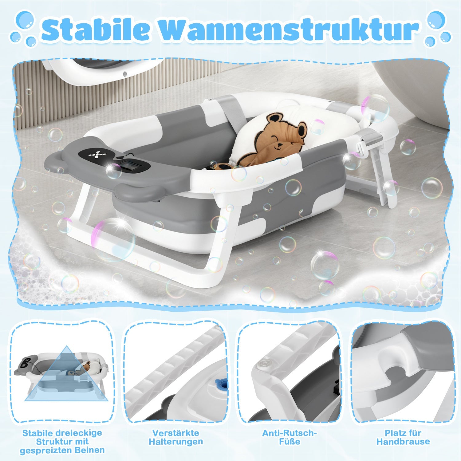 Cosmo Go Baby Badewanne Faltbare mit Badematte