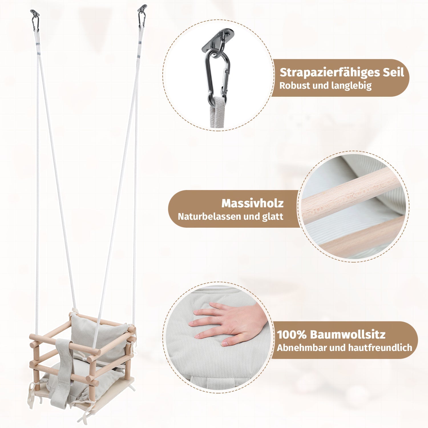 Cosmo Go Babyschaukel 3-in-1 Höhenverstellbar mit Kissen