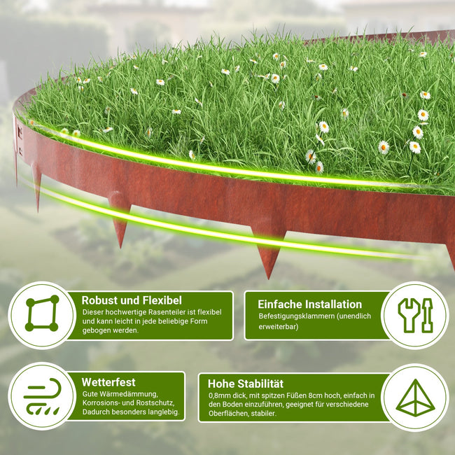 Cosmo Go Rasenkante Metall Beetumrandung mit Dornen 15cm/18cm Rost Corten Main Image