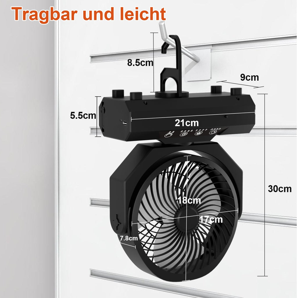 Cosmo Go Camping ventilator mit Haken & LED-Laterne 20000mAh