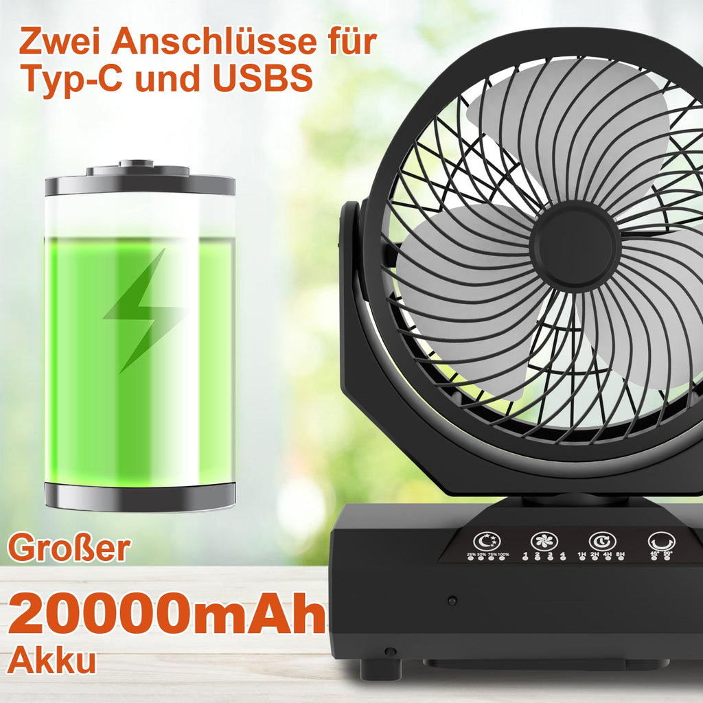 Cosmo Go Camping ventilator mit Haken & LED-Laterne 20000mAh