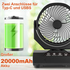 Cosmo Go Camping ventilator mit Haken & LED-Laterne 20000mAh