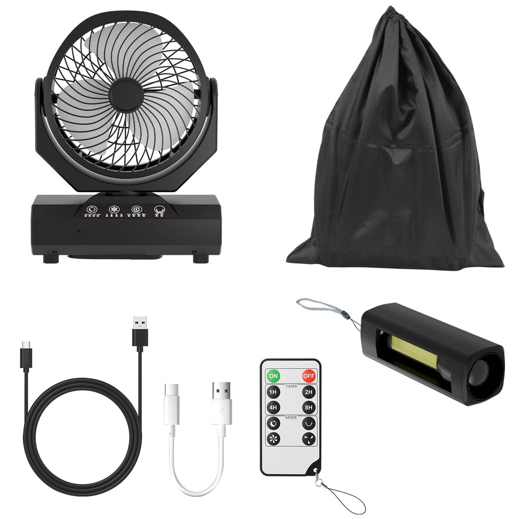 Cosmo Go Camping ventilator mit Haken & LED-Laterne 20000mAh