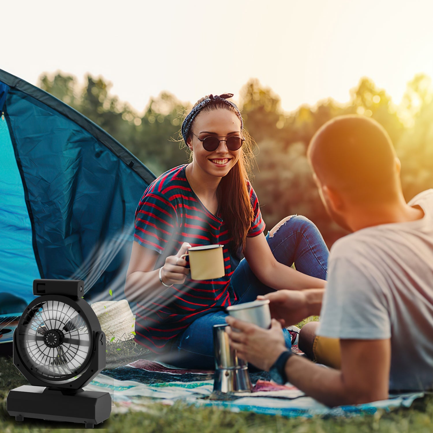Cosmo Go Camping ventilator mit Haken & LED-Laterne 20000mAh