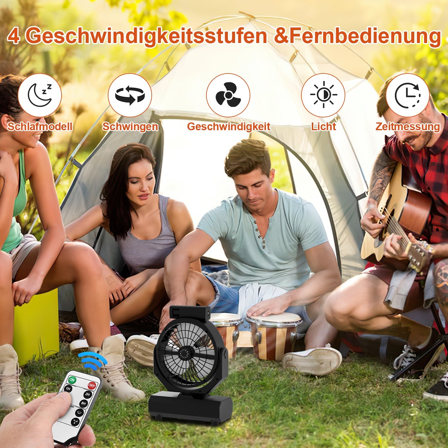 Cosmo Go Camping ventilator mit Haken & LED-Laterne 20000mAh