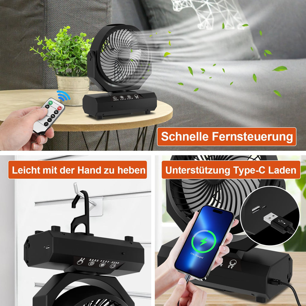 Cosmo Go Camping ventilator mit Haken & LED-Laterne 20000mAh