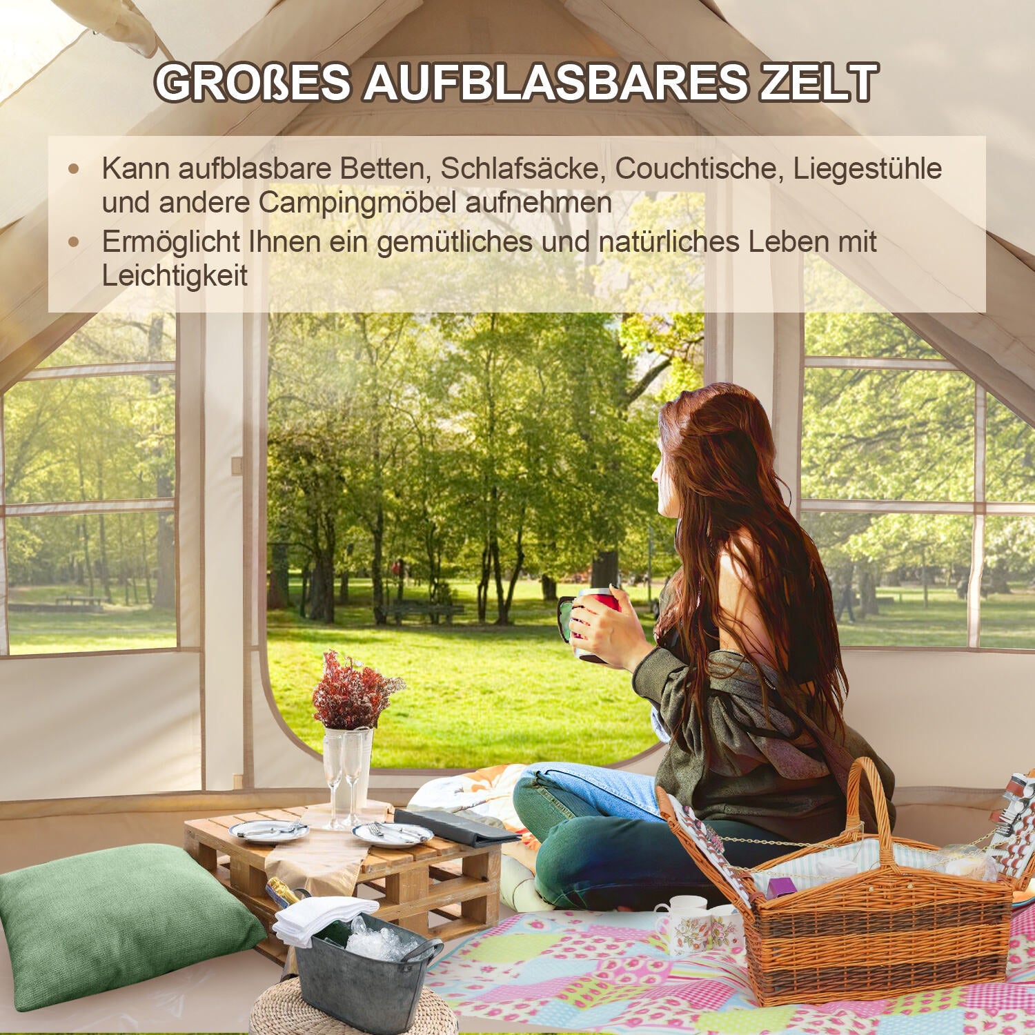 Cosmo Go Aufblasbares Campingzelt mit Dachfenster 6.3㎡