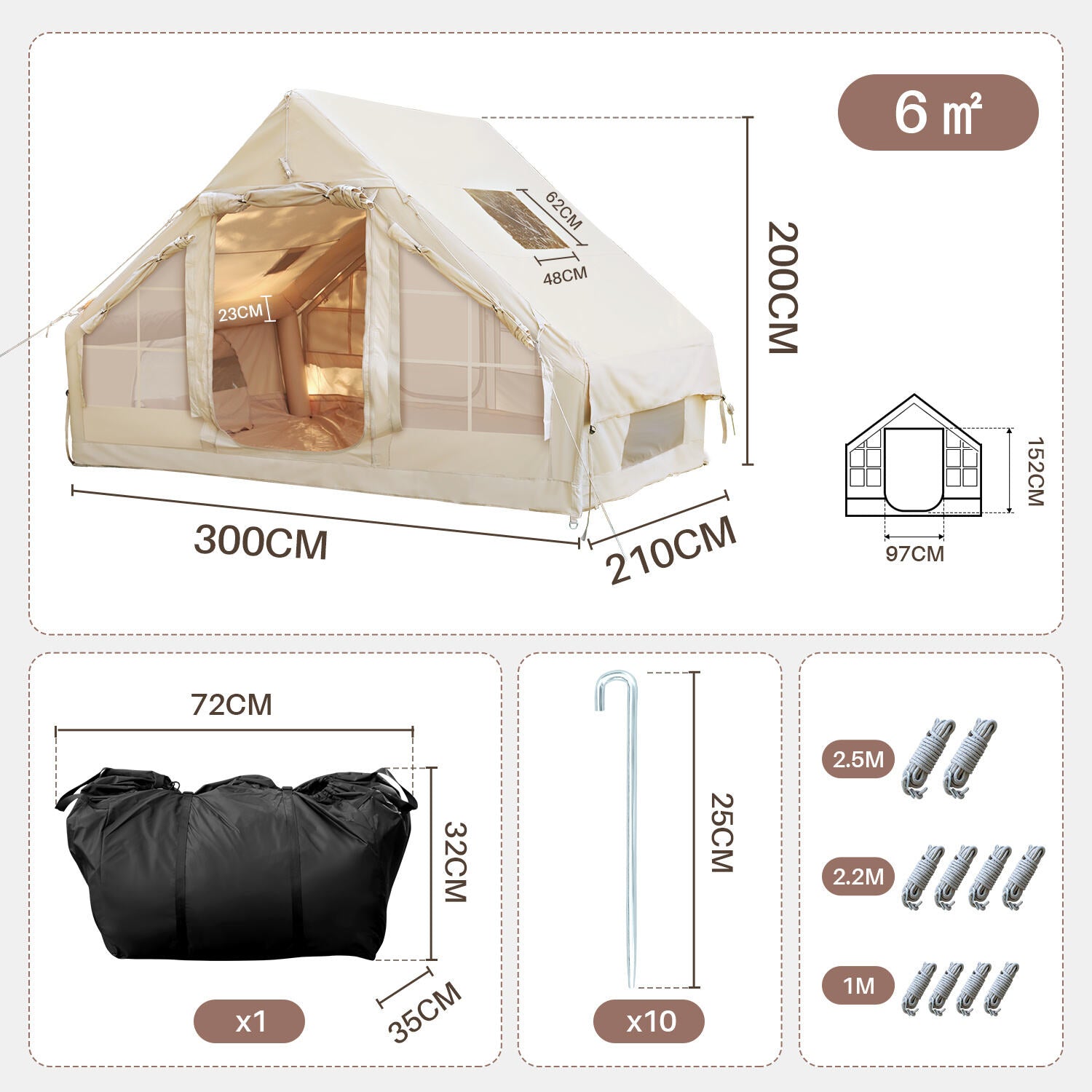 Cosmo Go Aufblasbares Campingzelt mit Dachfenster 6.3㎡