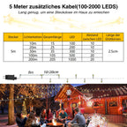 Cosmo Go LED Lichterkette IP44 10m-200m Weiß Kabel