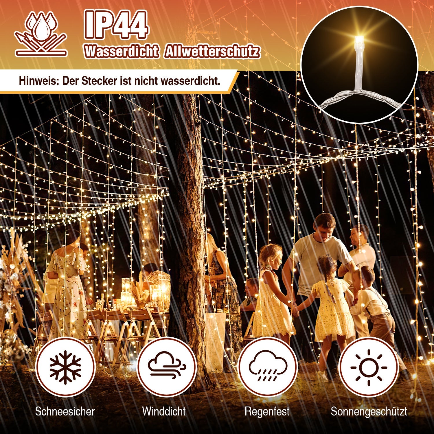 Cosmo Go LED Lichterkette IP44 10m-200m Weiß Kabel