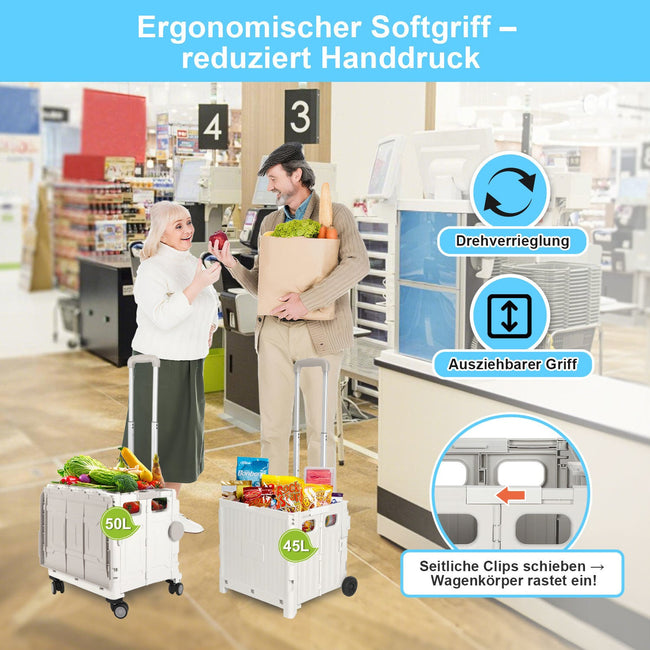 Cosmo Go Klappbarer Einkaufswagen 45L/50L mit Deckel Main Image