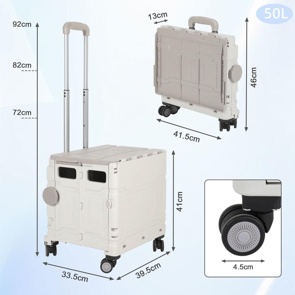 Cosmo Go Klappbarer Einkaufswagen 45L/50L mit Deckel