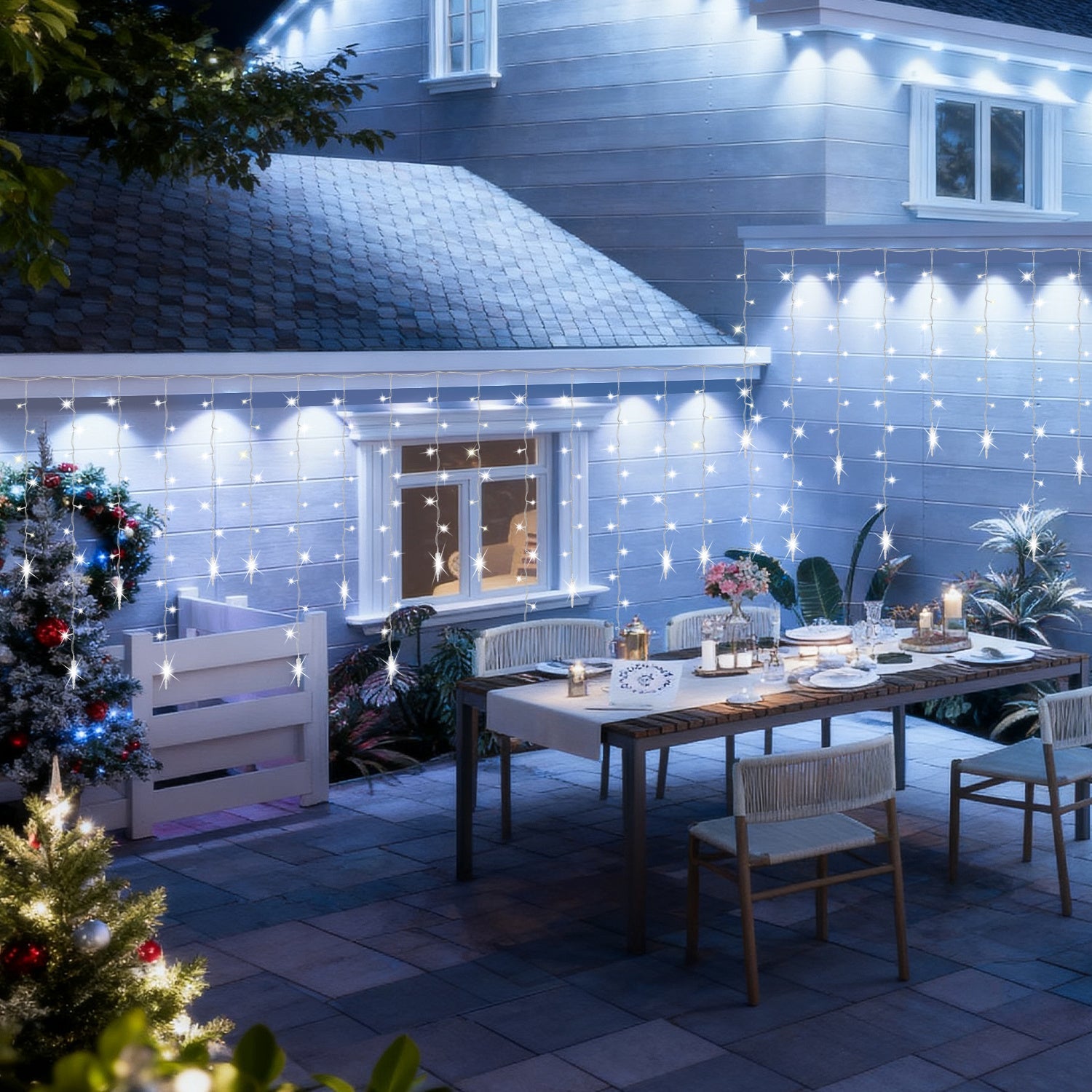 Cosmo Go Eiszapfen Eisregen Lichterkette mit Fernbedienung 10m/15m