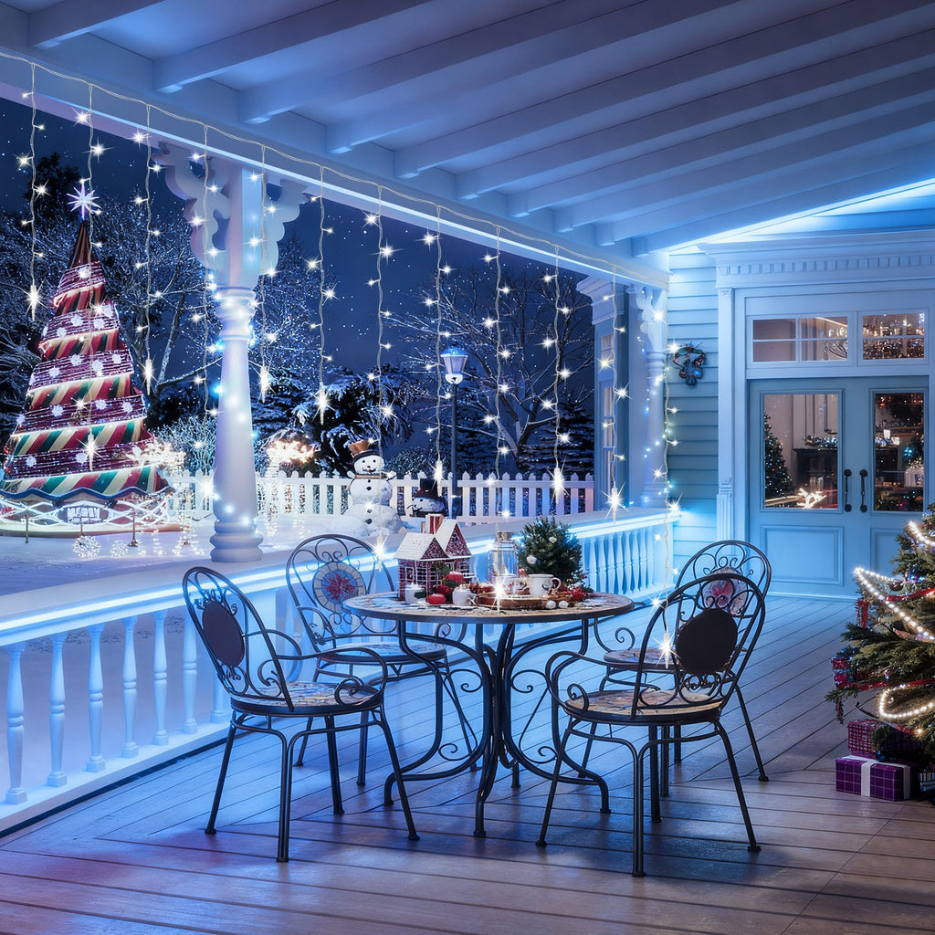 Cosmo Go Eiszapfen Eisregen Lichterkette mit Fernbedienung 10m/15m