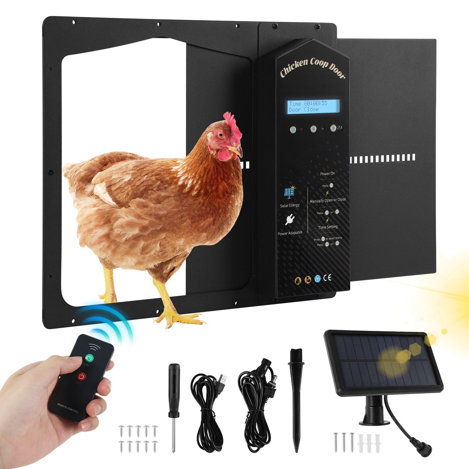 Cosmo Go Automatische Hühnerklappe Solar mit Lichtsensor Fernbedienung