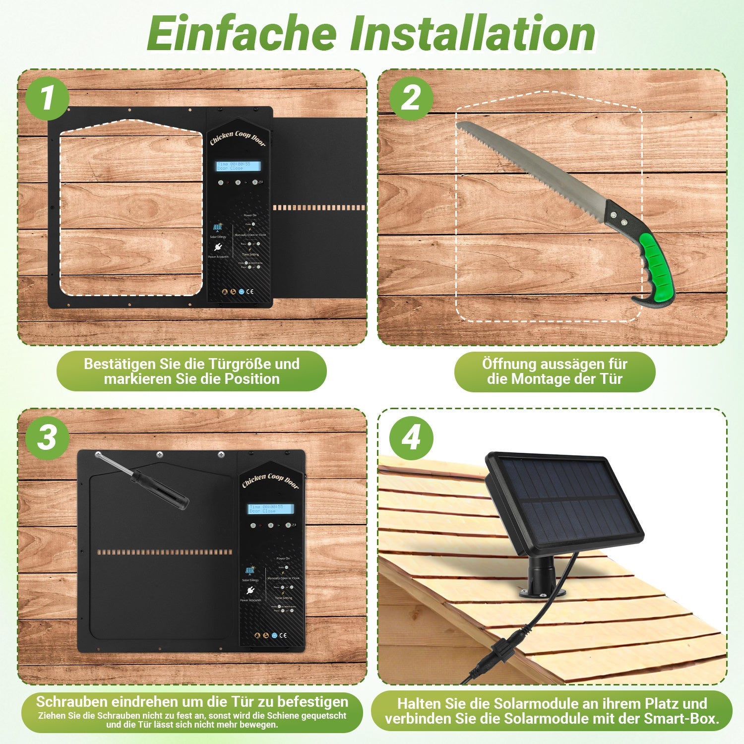 Cosmo Go Automatische Hühnerklappe Solar mit Lichtsensor Fernbedienung