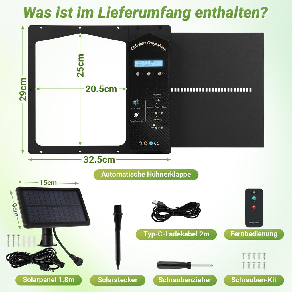 Cosmo Go Automatische Hühnerklappe Solar mit Lichtsensor Fernbedienung