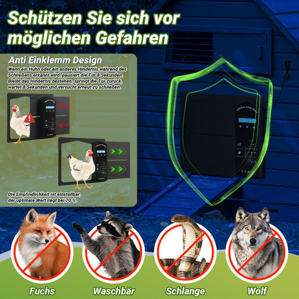 Cosmo Go Automatische Hühnerklappe Solar mit Lichtsensor Fernbedienung