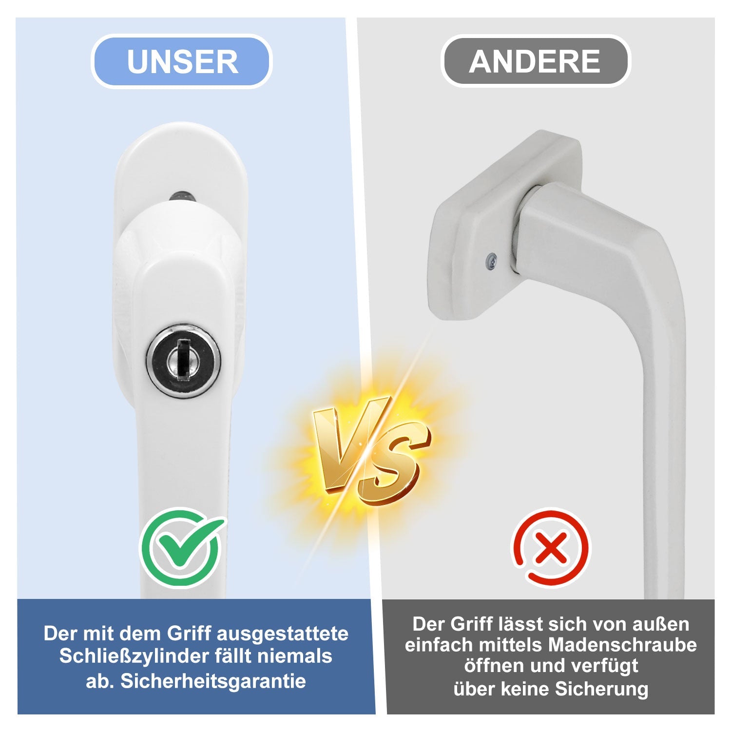 Cosmo Go Fenstergriff Abschließbar Aluminium mit Key