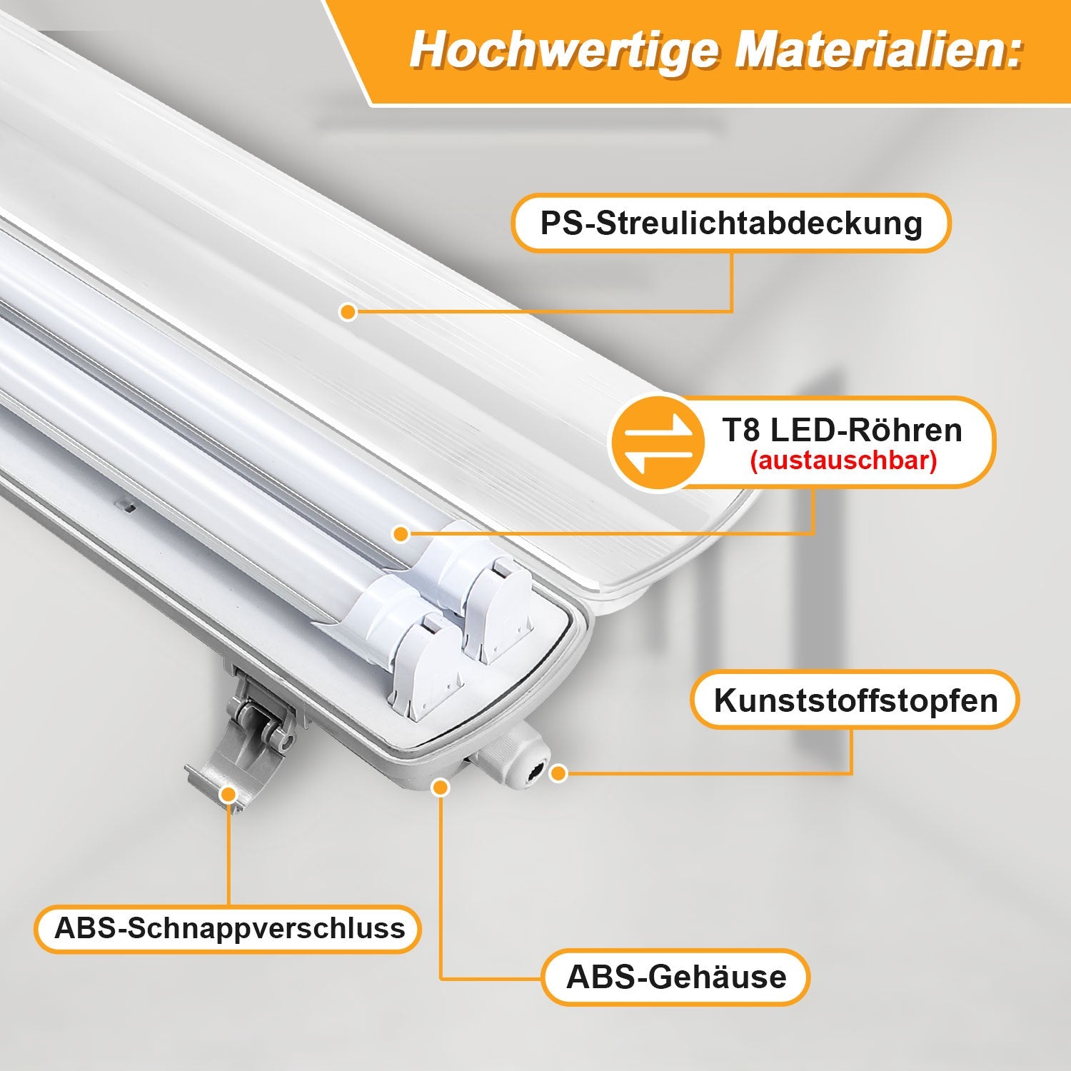 Cosmo Go LED Feuchtraumleuchte 2x 24W 150 cm T8 Kaltweiß/Neutralweiß