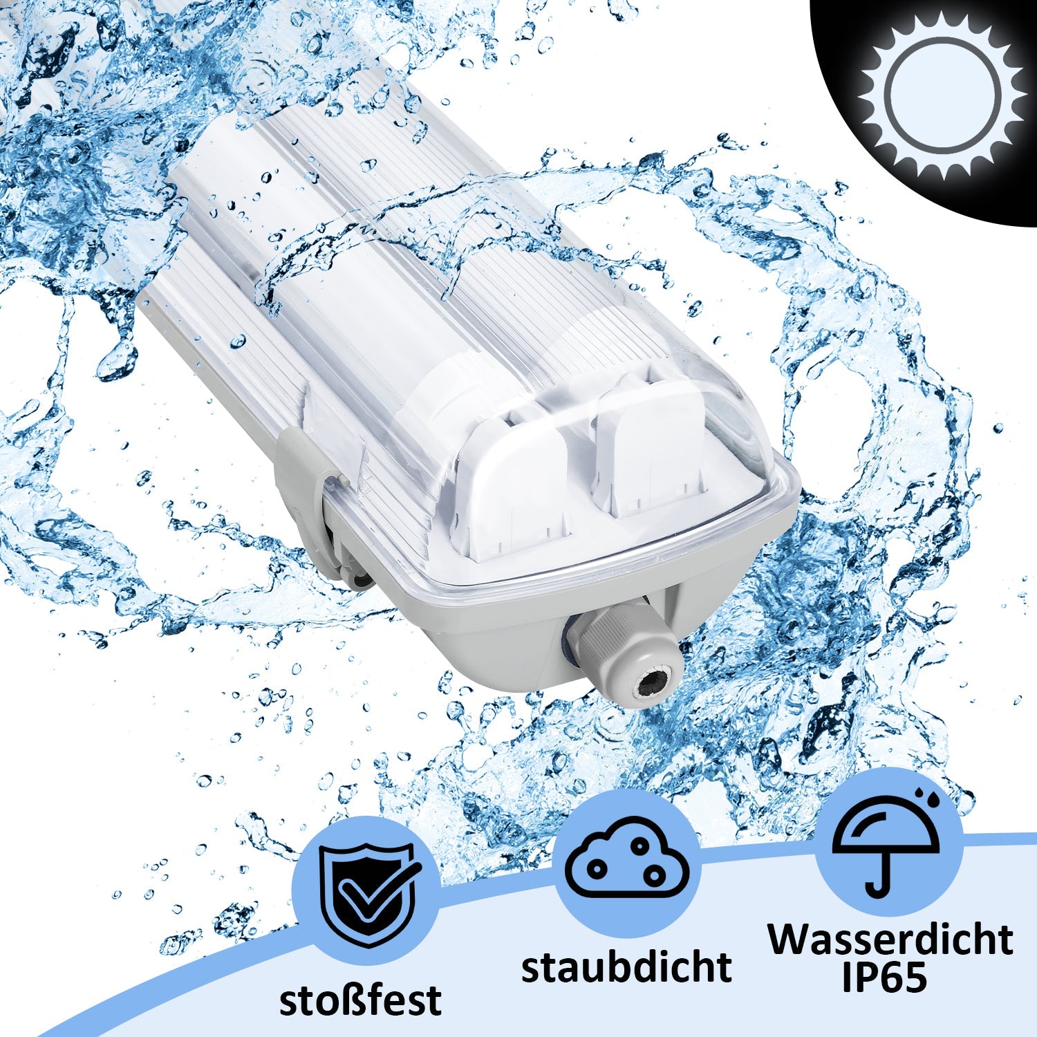 Cosmo Go LED Feuchtraumleuchte 2x 24W 150 cm T8 Kaltweiß/Neutralweiß