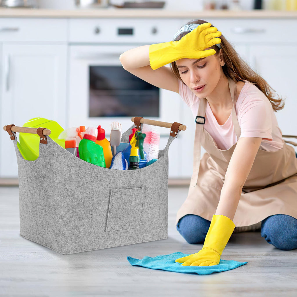 Cosmo Go Filzkorb Brennholztasche mit Holzgriffen 80L