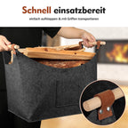 Cosmo Go Filzkorb Brennholztasche mit Holzgriffen 80L