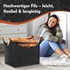 Cosmo Go Filzkorb Brennholztasche mit Holzgriffen 80L