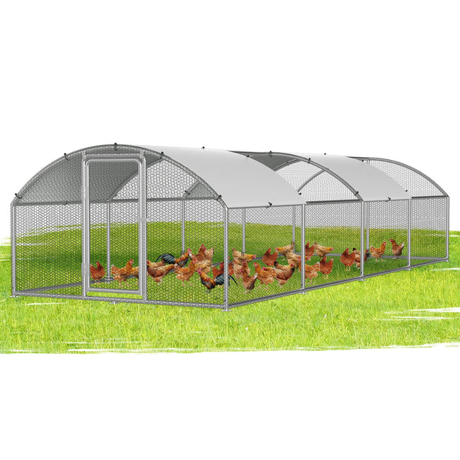 Cosmo Go Hühnerstall Freilaufgehege Kuppeldach Verzinktem Stahl 3x8x2m Hover Image