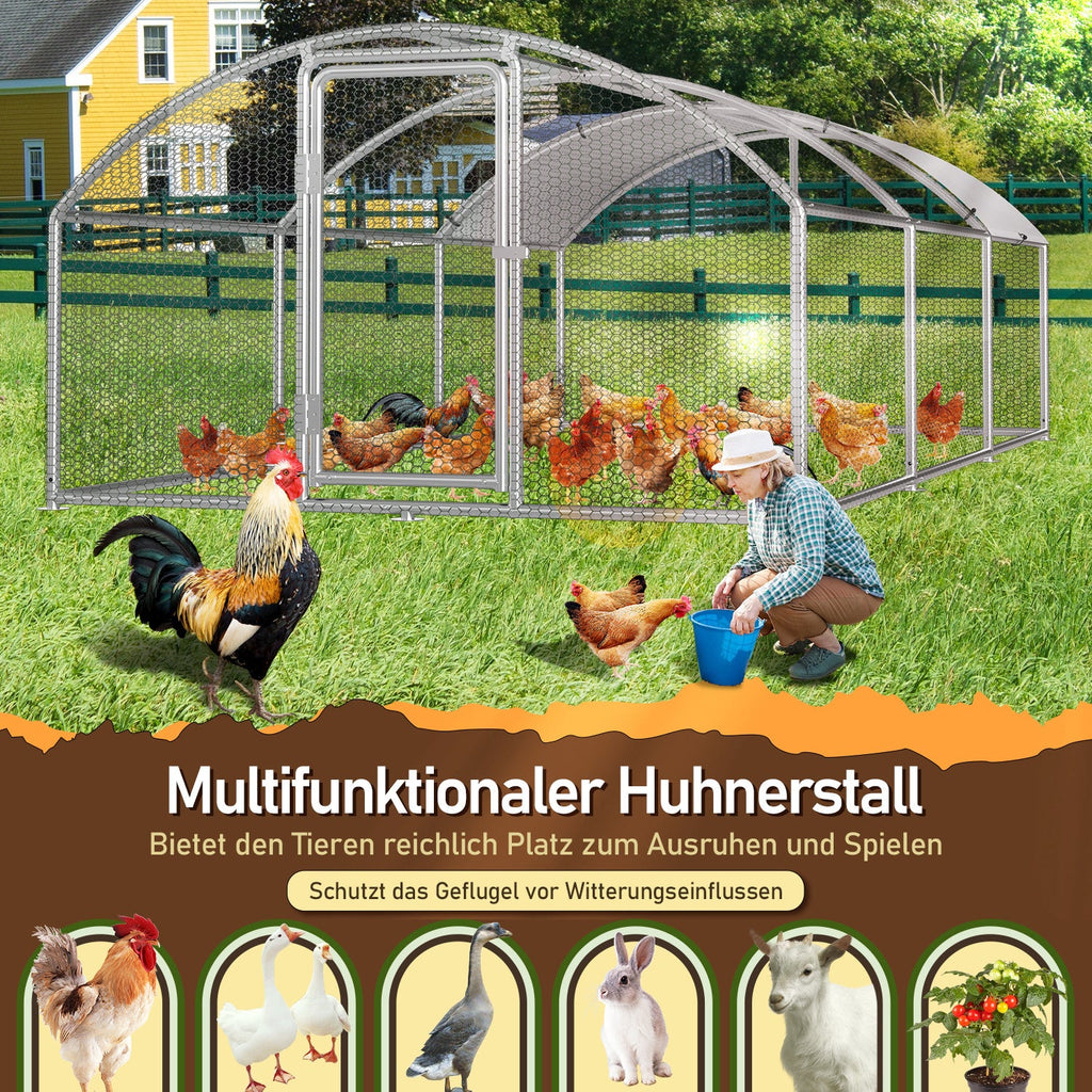 Cosmo Go Hühnerstall Freilaufgehege Kuppeldach Verzinktem Stahl 3x6x2m