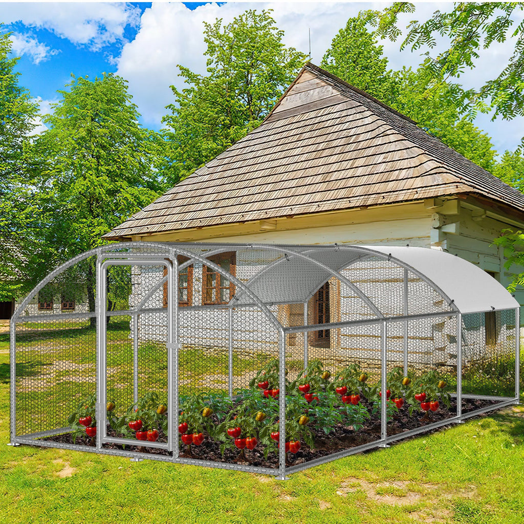 Cosmo Go Hühnerstall Freilaufgehege Kuppeldach Verzinktem Stahl 3x6x2m