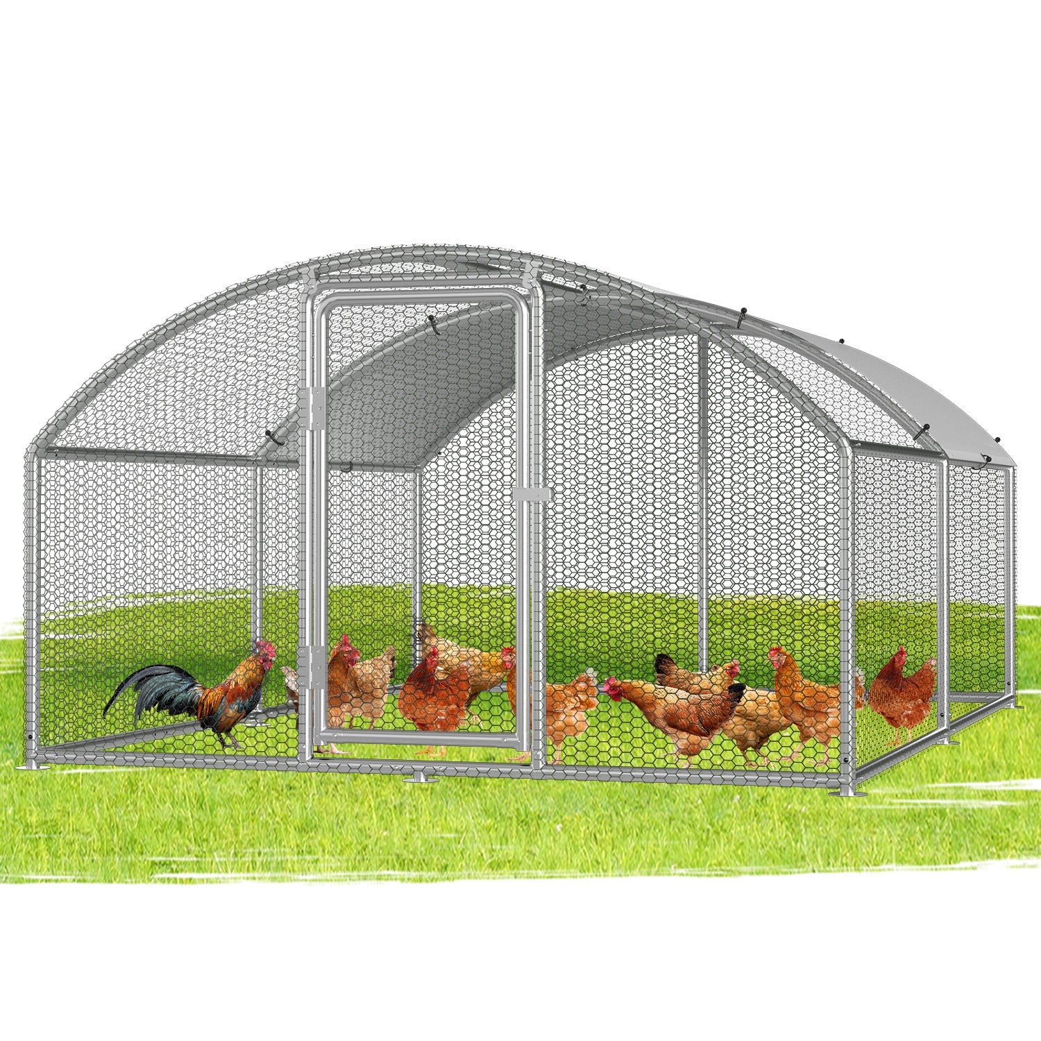 Cosmo Go Hühnerstall Freilaufgehege Kuppeldach Verzinktem Stahl 3x4x2m